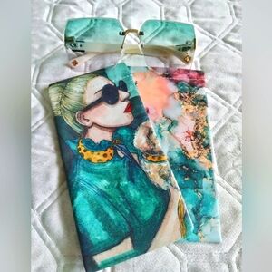 3 pc. Glam Sunglasses set w/ombre large square lenses